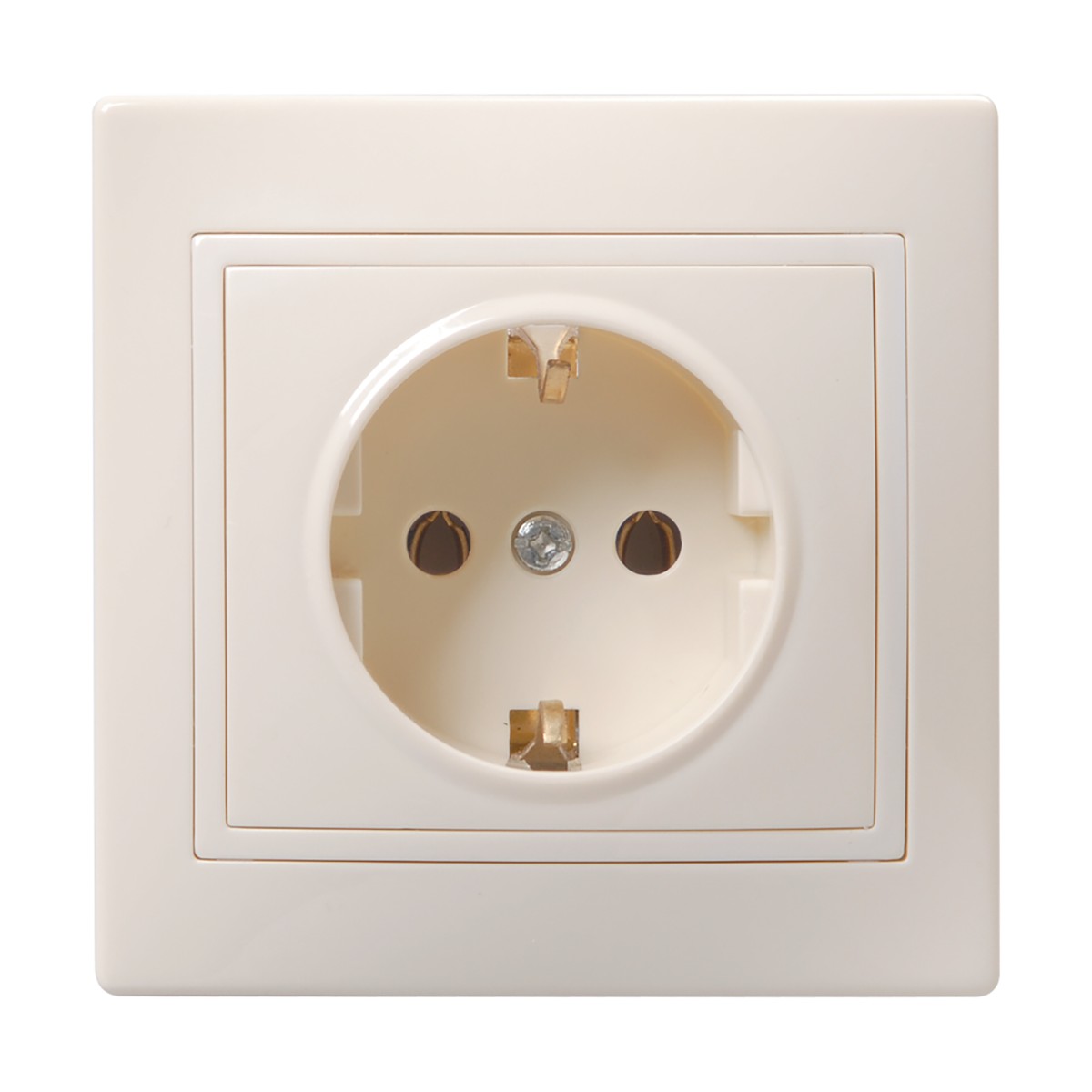 Розетка "кварта" 1 местн. с заземл. рс10-3-км, 16а (керам.) кремовый (1/10/200) "iek"