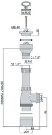 Сифон для умывальника с пласт. решеткой 1"1/2х40мм D=63мм М0424 MIANO