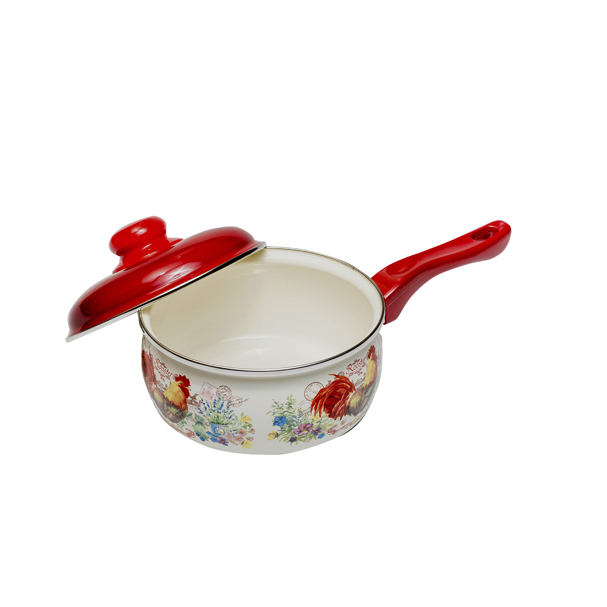 Ковш эмалиров. "золотой петушок" 1,85 л, 16 см металл. крышка (1/6) "metrot"