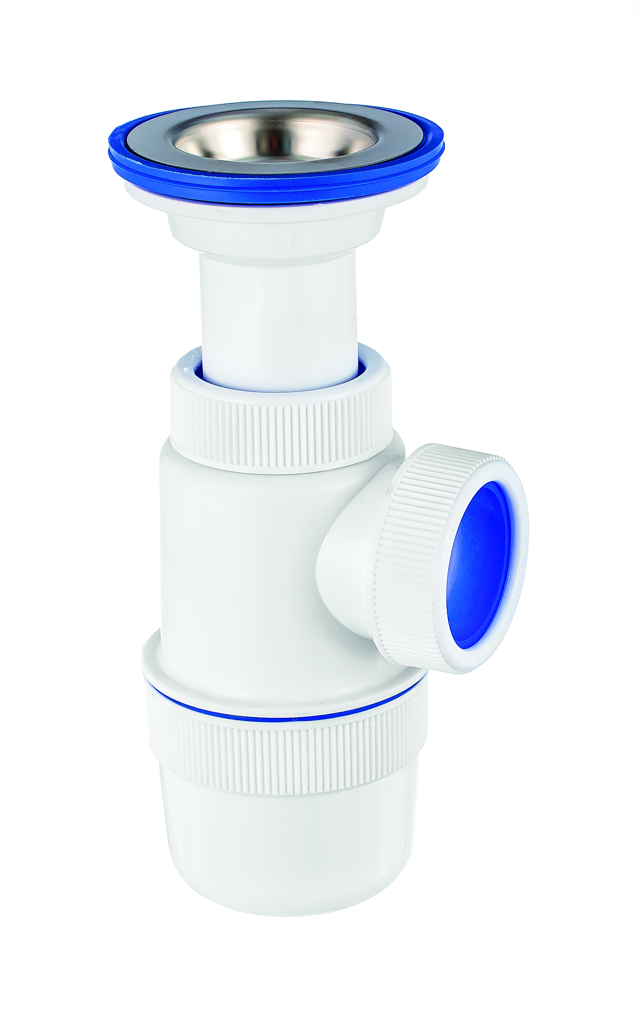 Сифон "элит" с нерж. чашкой 70 мм с литым выпуском  (1/60) "вирпласт"