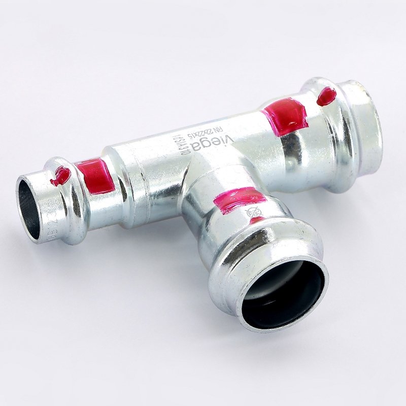 Тройник пресс 22x22x15 оцинкованная сталь Prestabo VIEGA