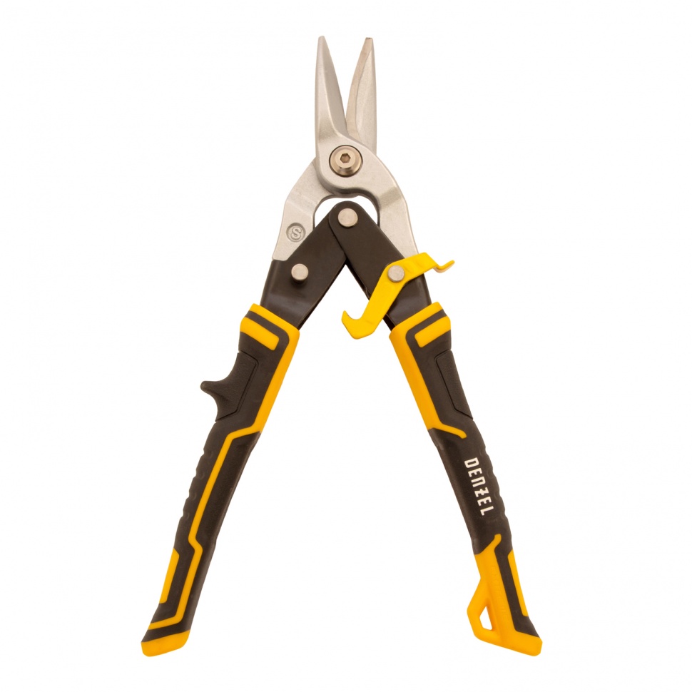 Ножницы по металлу, 270 мм, прямой рез, сталь-CrMo, трехкомпонентные рукоятки Denzel (78370)
