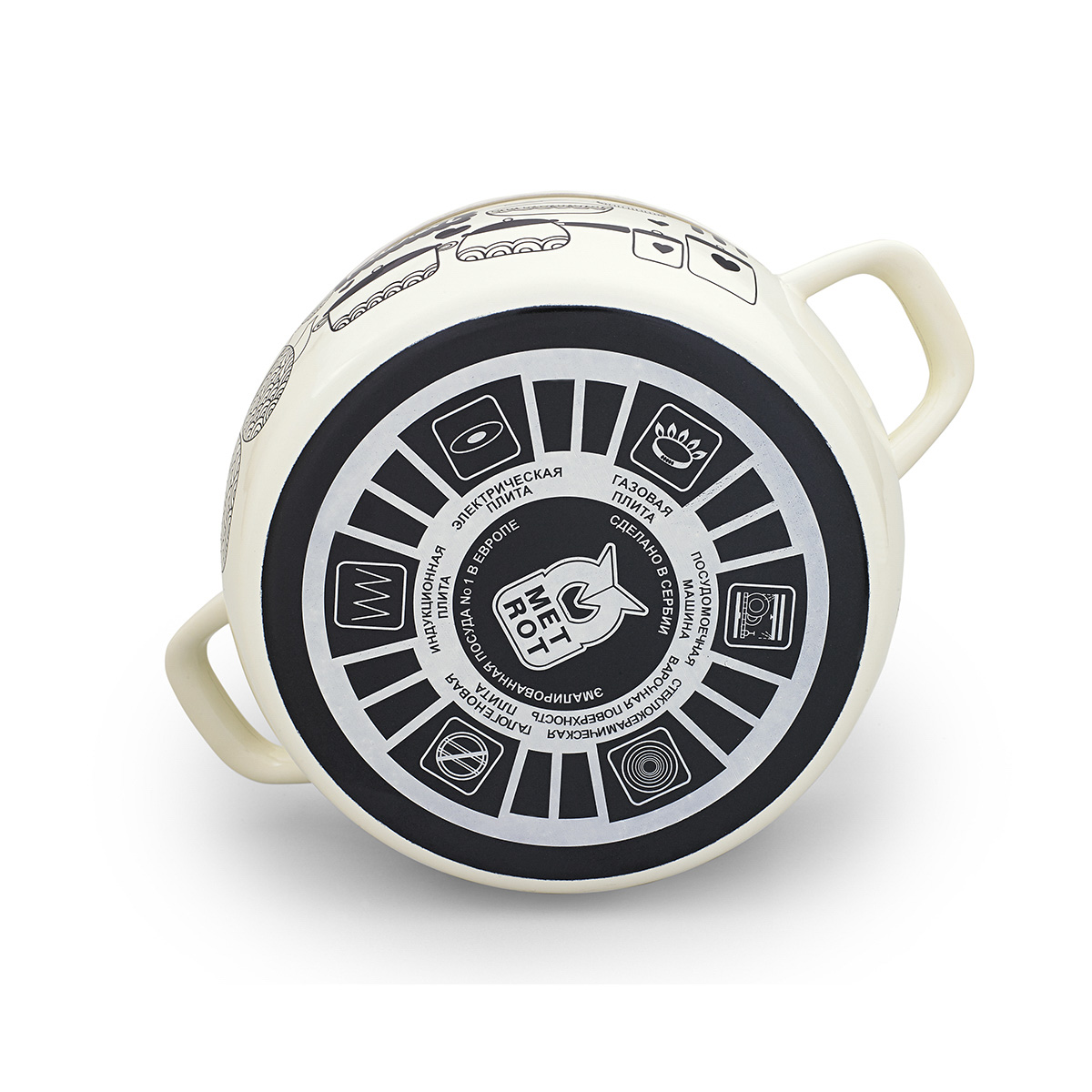 Кастрюля эмалиров. "ретро" 3,3 л, 18 см стекл. крышка (1/4) "metrot"