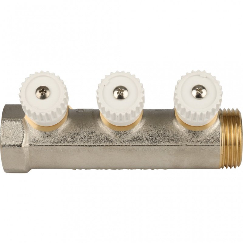 Коллектор 1" STOUT с вентилями на 3 выхода 3/4"ЕК