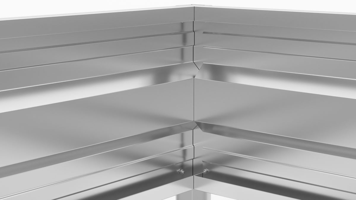 Грядка оцинкованная Усиленная (с ребрами жесткости) , металл 0.6 мм, длина 10 м, ширина 0.5 м, высота 0.3 м, цвет Серебристый