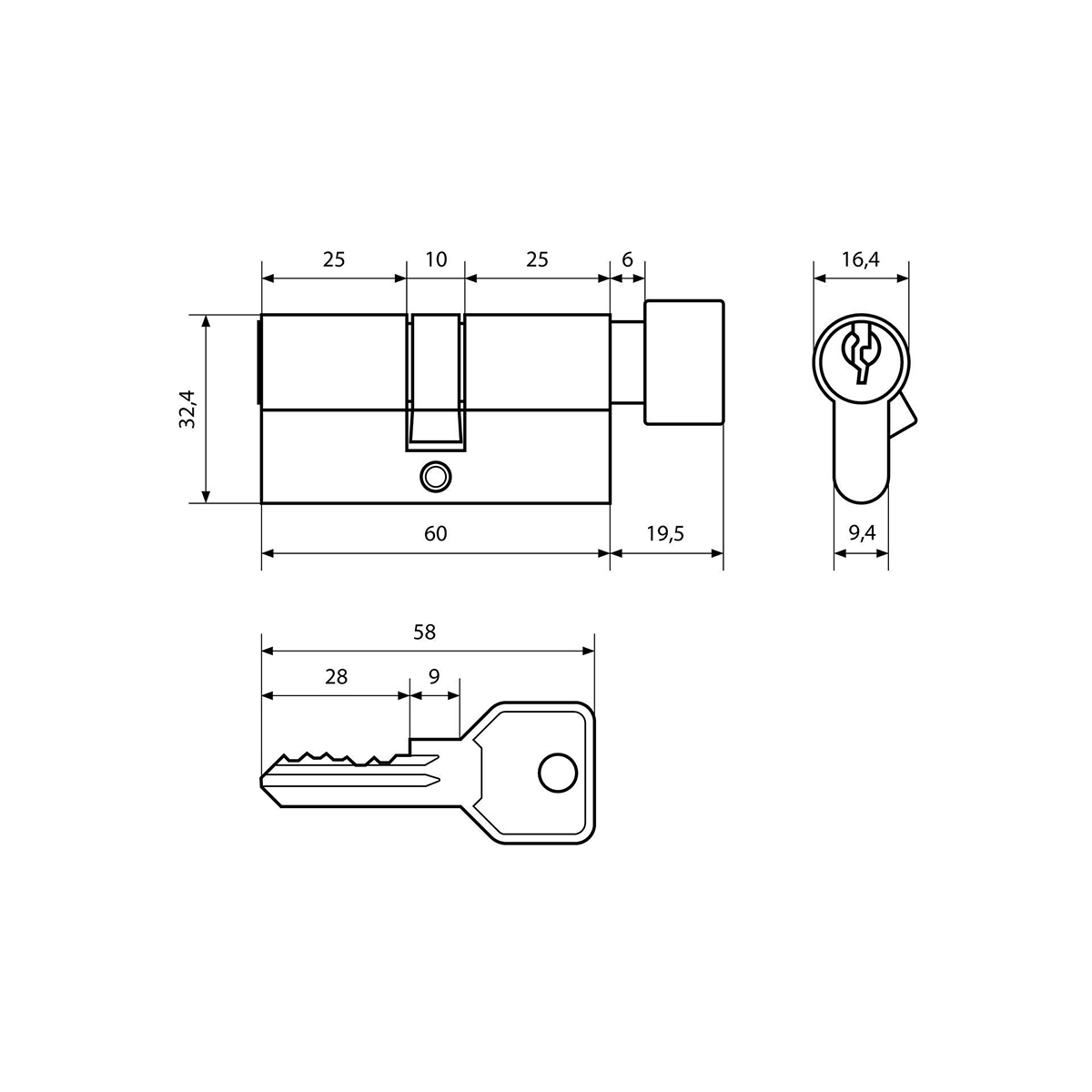 Цилиндров. механизм z.i.60в-5k bp (ключ/вертушка) золото (1/12/120) "стандарт"