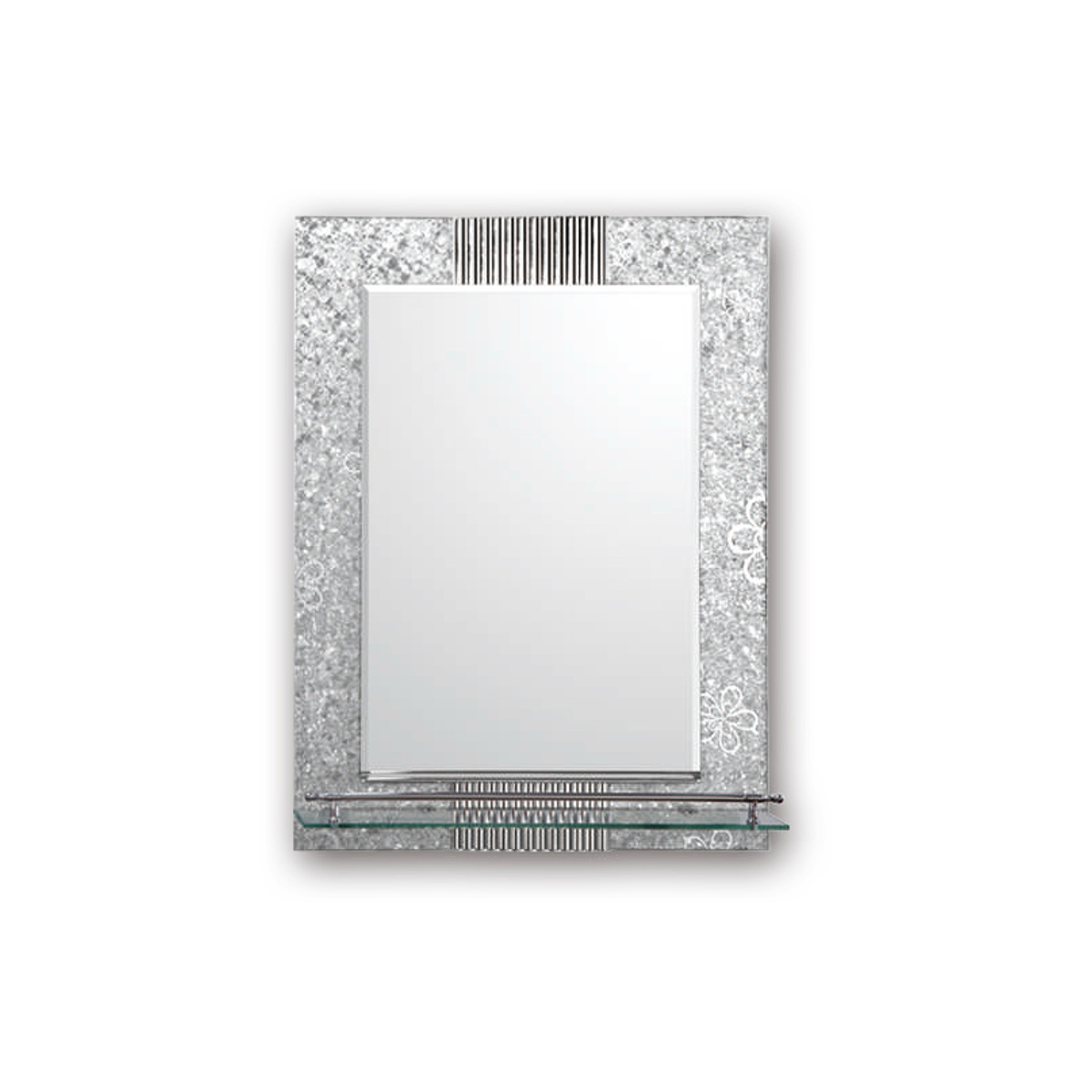 Зеркало f656 прямоугольное с полкой 60*45 см, серое (1/10) "frap"
