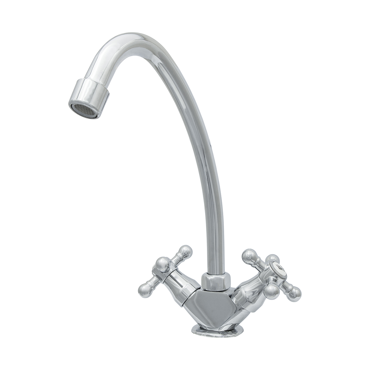 Смеситель для кухни "стандарт" цс-см 12/2г к м_крест елочка поворотный излив, двухвентильный (1/10)