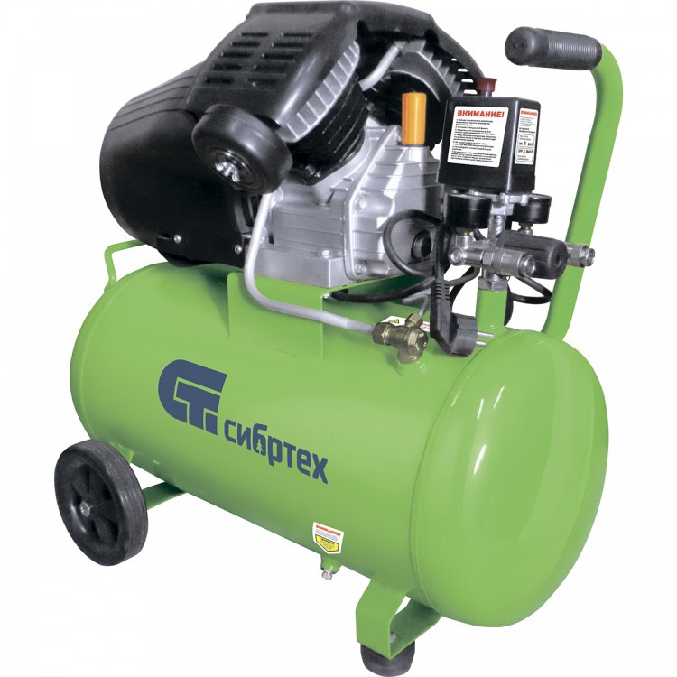 Компрессор воздушный КК-2200/50, 2.2 кВт, 350 л/мин, 50 л, прямой привод, масляный Сибртех (58040)