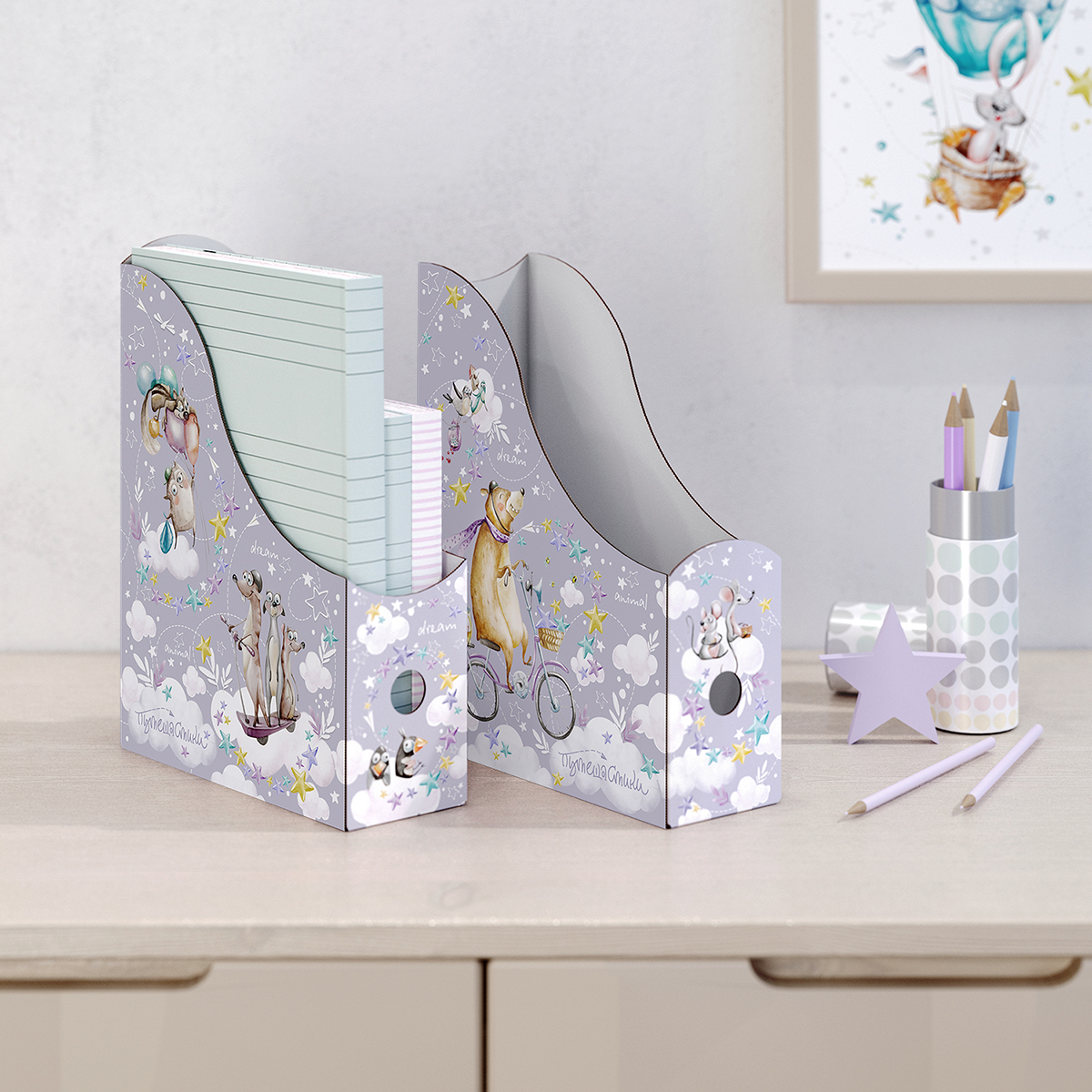 Лотки для бумаг "путешастики" 3 шт. 29,5*23,5*8,5 + 3 шт. 31*23,5*8,5 см(1/12) "valiant" ktrv-3vp-85