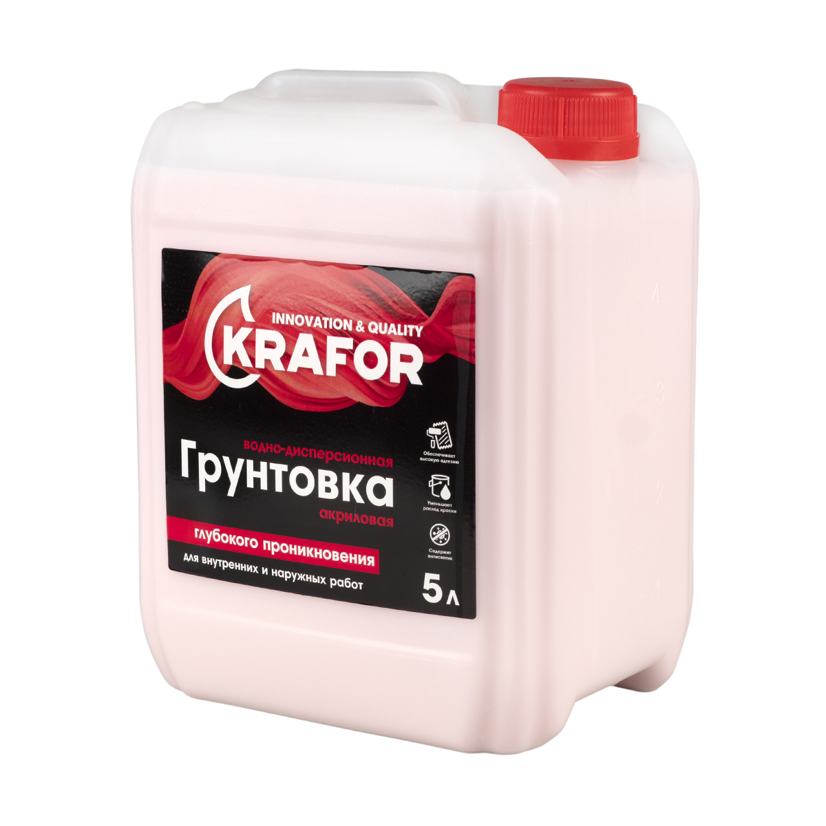 Грунтовка глубокого проник. универс.  5 л (1) "krafor" ( красная этик.)
