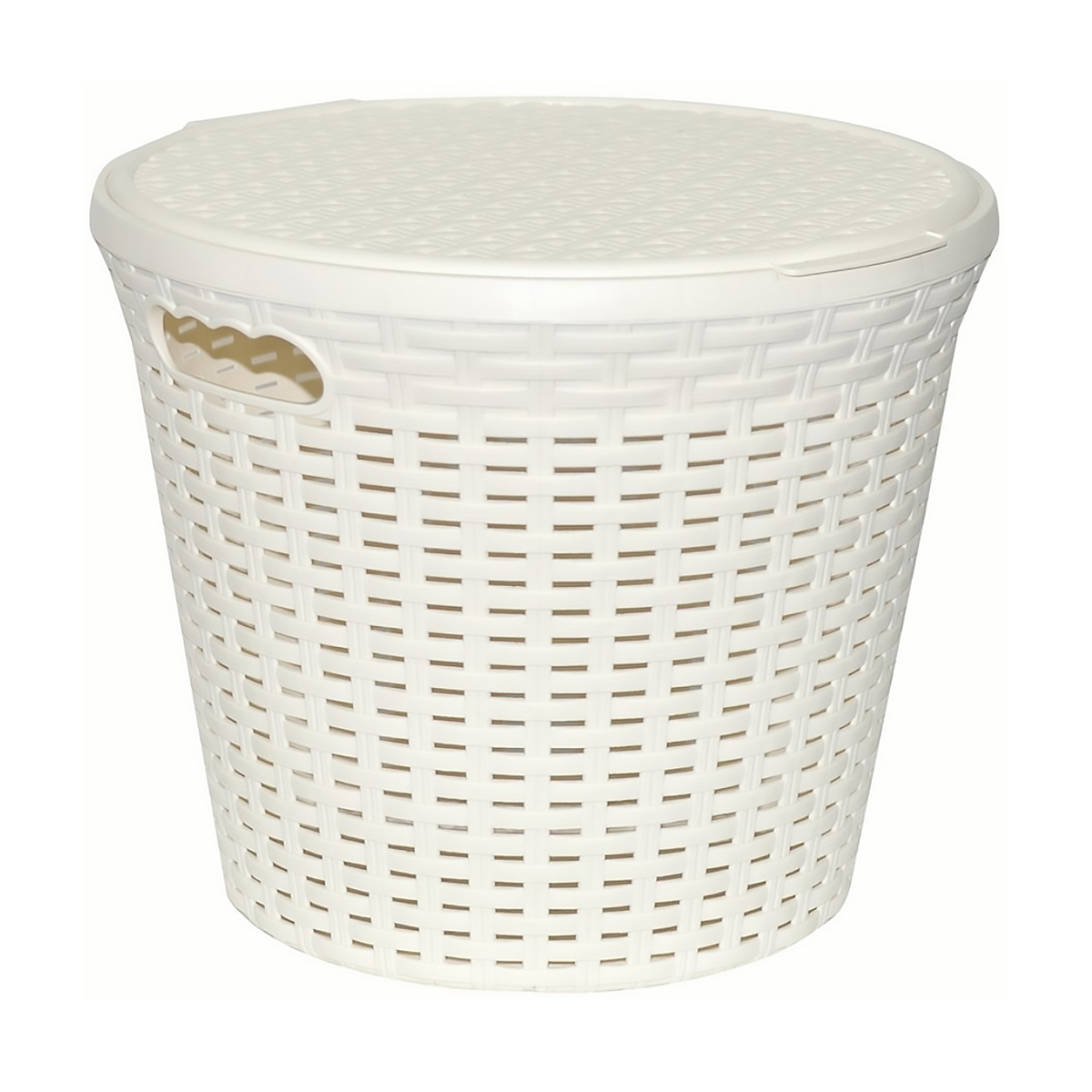 Емкость (корзина) для хранения круглая с крышкой 20 л "ротанг" (слоновая кость) (1/6) "виолет"