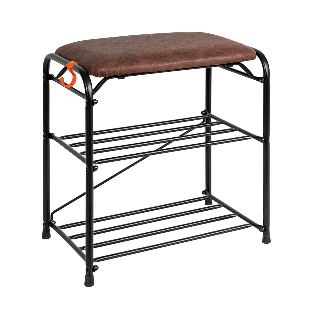 Подставка для обуви "альфа 13" 2 полки с сиденьем (450*300*480 мм) черный (1) пдоа13с ч