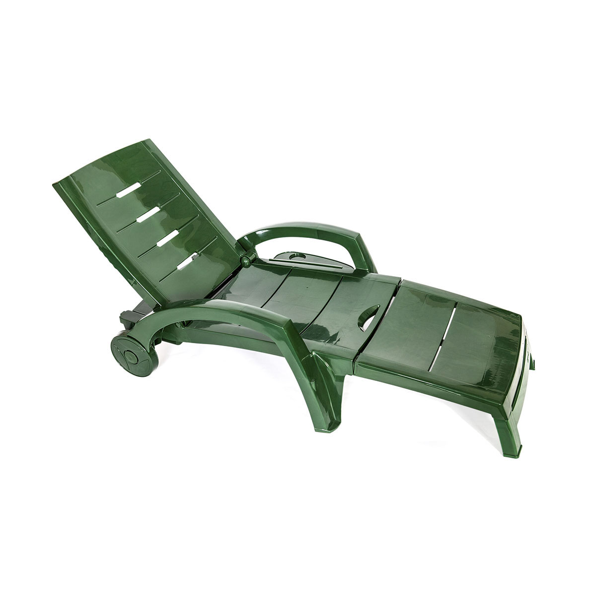Шезлонг пласт. складной на колесах 186*76,5*89 см (темно-зеленый) (1) "стандарт пластик"