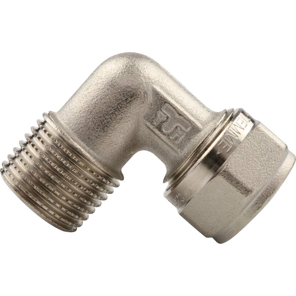 Угол переходной 16 х 1/2'' НР обжимной TIEMME для металлопластиковых труб