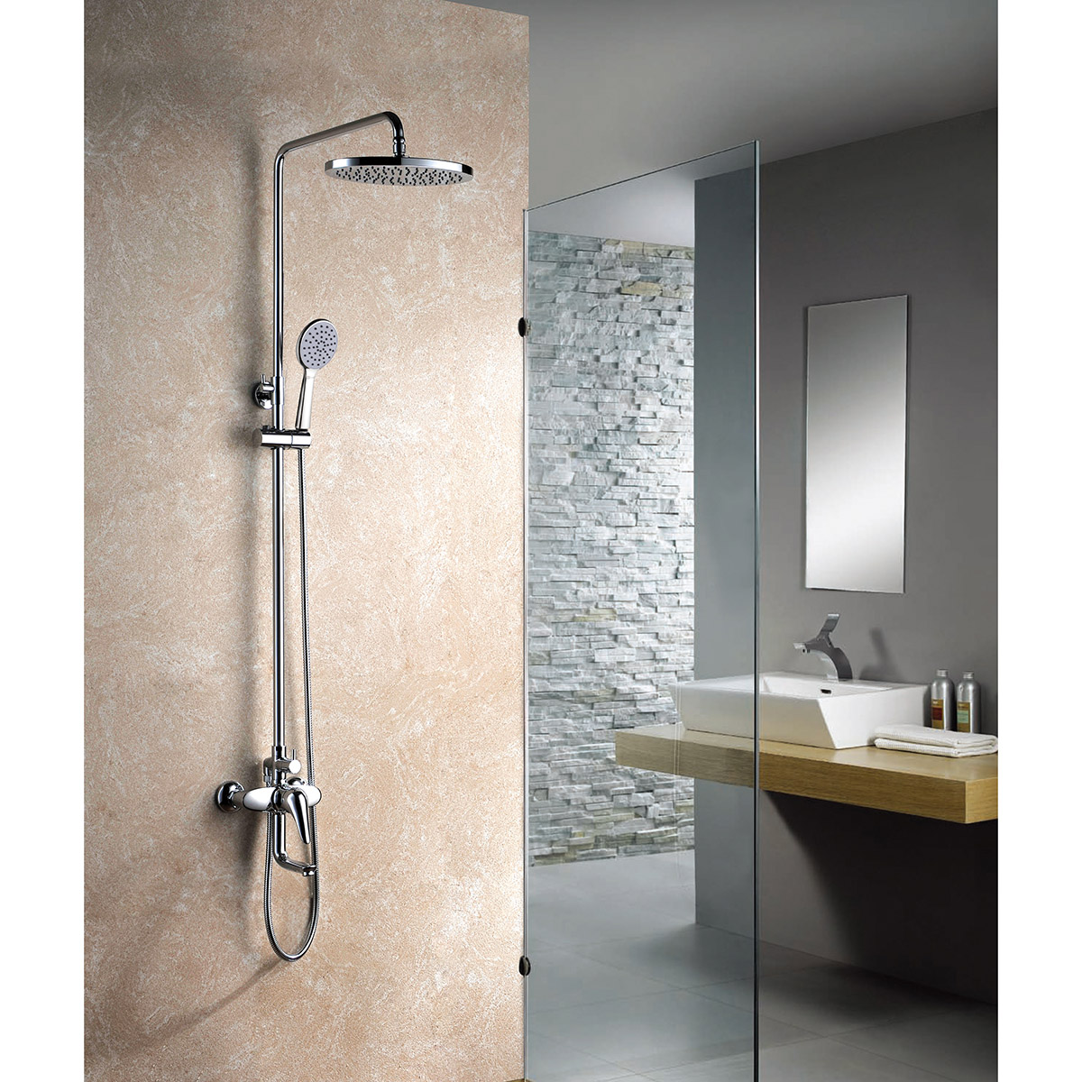 Душевая система "poseidon" lm4262c  верх. душ "тропич. дождь", поворотн. излив (1/4) "lemark"