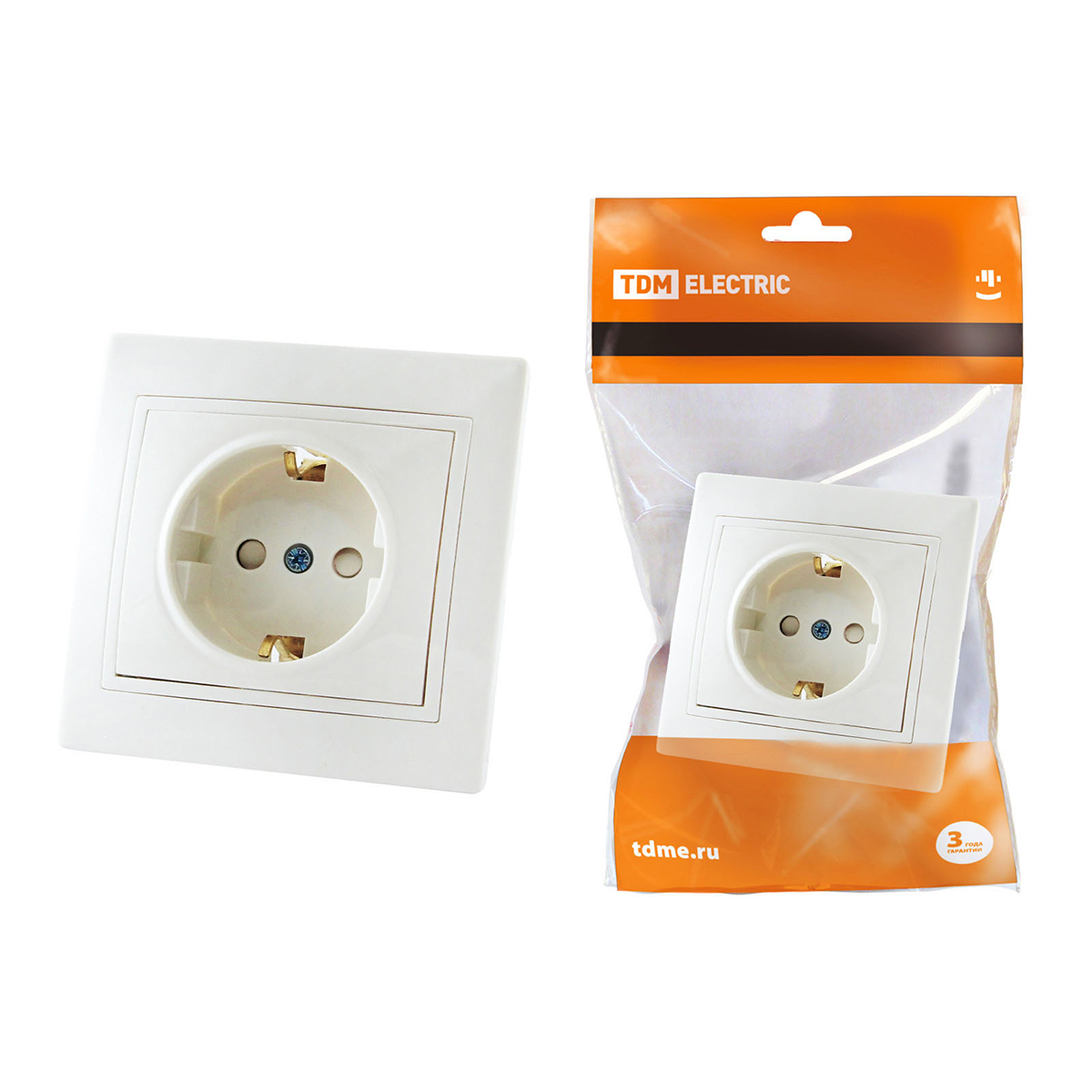 Розетка с заземл. 16а 250в ip20 с защитн. шторками "таймыр" белая (1/10/100) tdm sq1814-0016