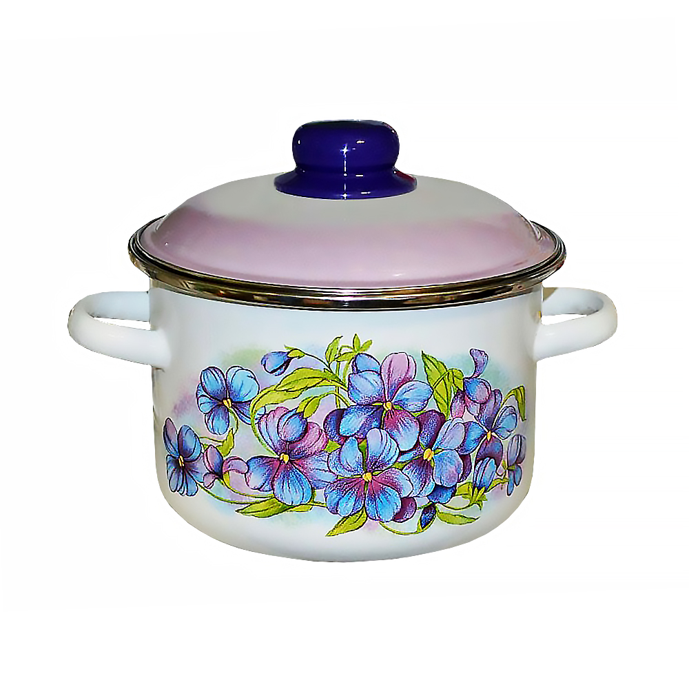 Кастрюля эмалиров. "фиалка" белосн. 3 л  метал. крышка (1/6) "стальэмаль"  7rd181m