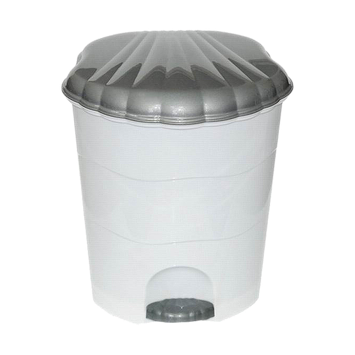 Ведро для мусора 32 л с педалью (бело-серое) (1) "виолет"