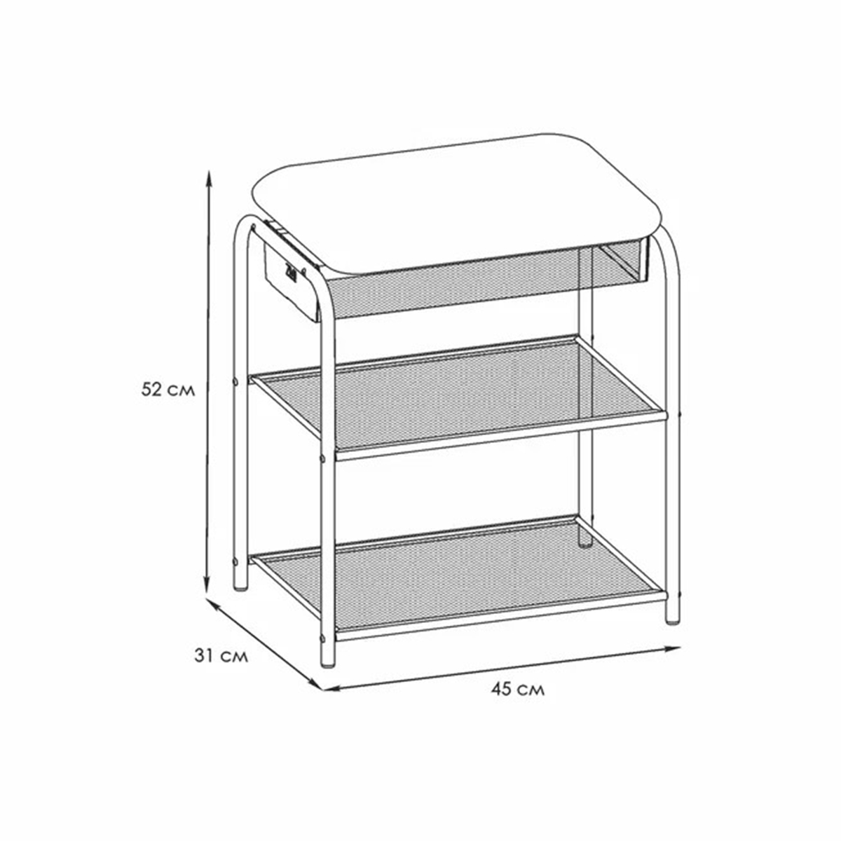 Подставка для обуви "гранада 13в" 2 полки с сиденьем и ящиком (450*300*500 мм) черный (1) пдог13в ч