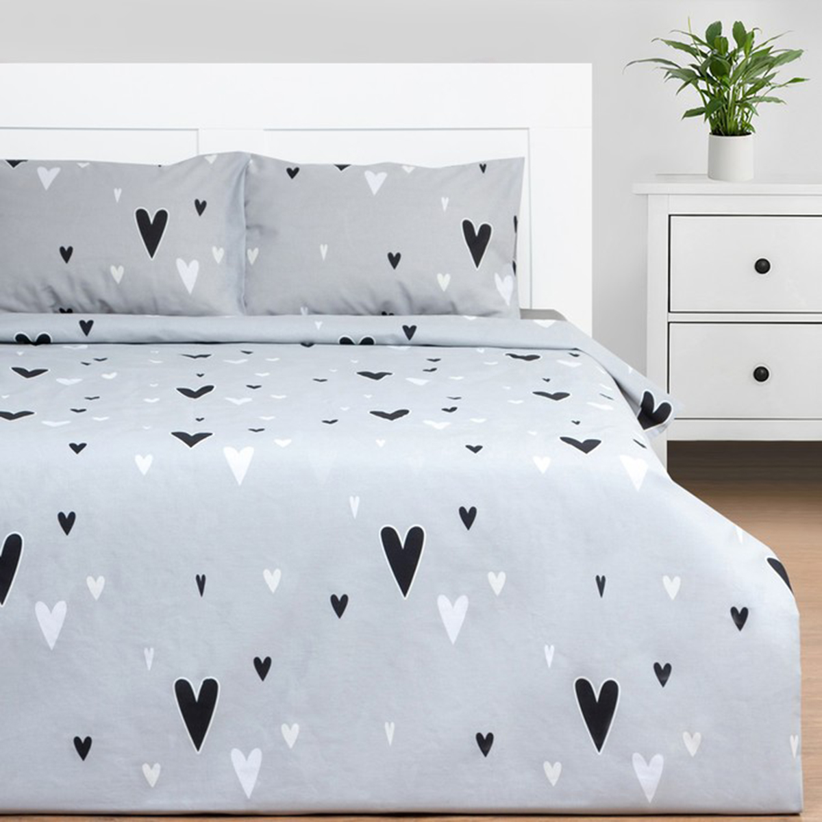 Постельное белье "этель" сердечки 1,5 сп. (бязь) (1) 7986086