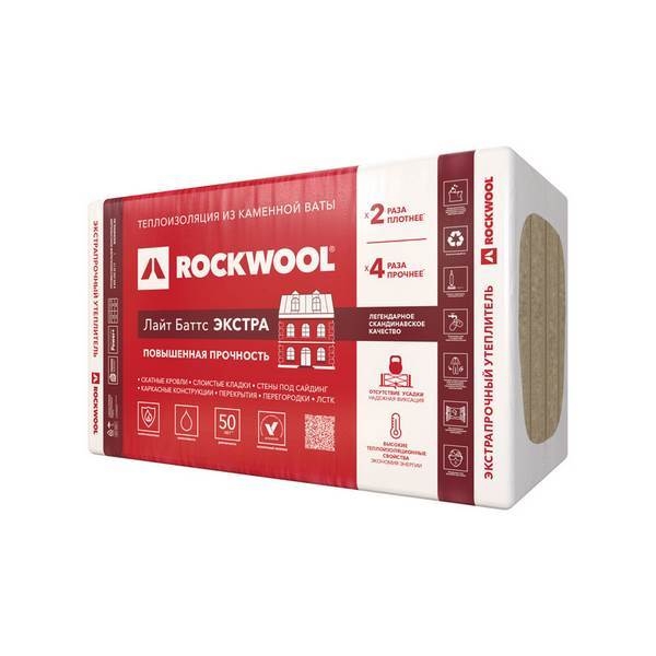 Rockwool Лайт Баттс ЭКСТРА п45 1000х600х50 мм (8 шт/4,8 м2/0,24 м3)