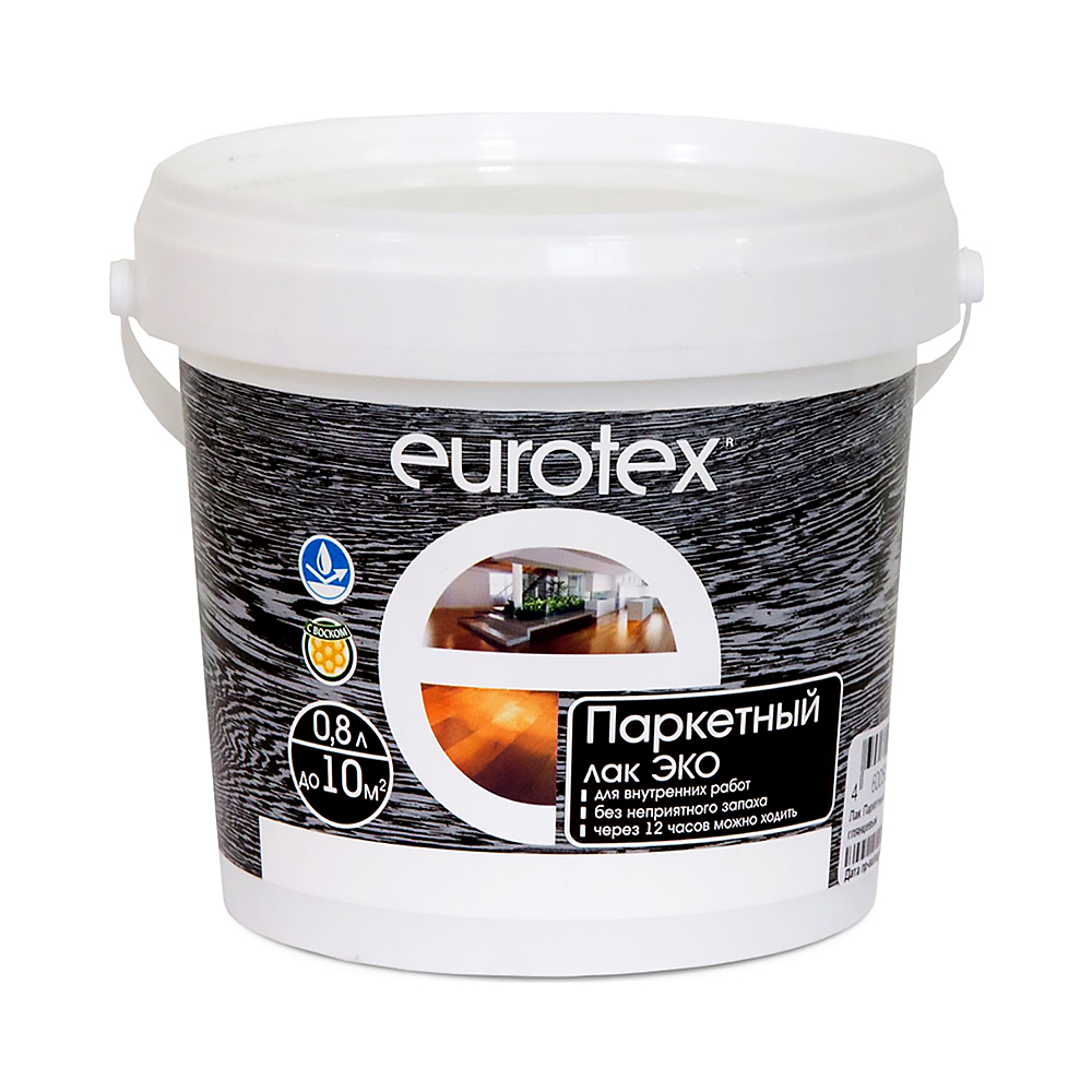 Лак паркетный "eurotex" эко глянцевый  0,8 л (6) "рогнеда"