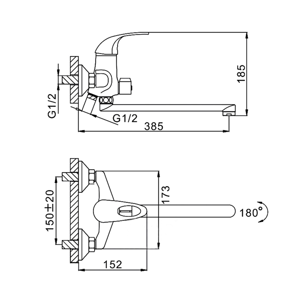 Смеситель для ванн f2202 длинный поворотн. излив, хром  (1/10) "frap"