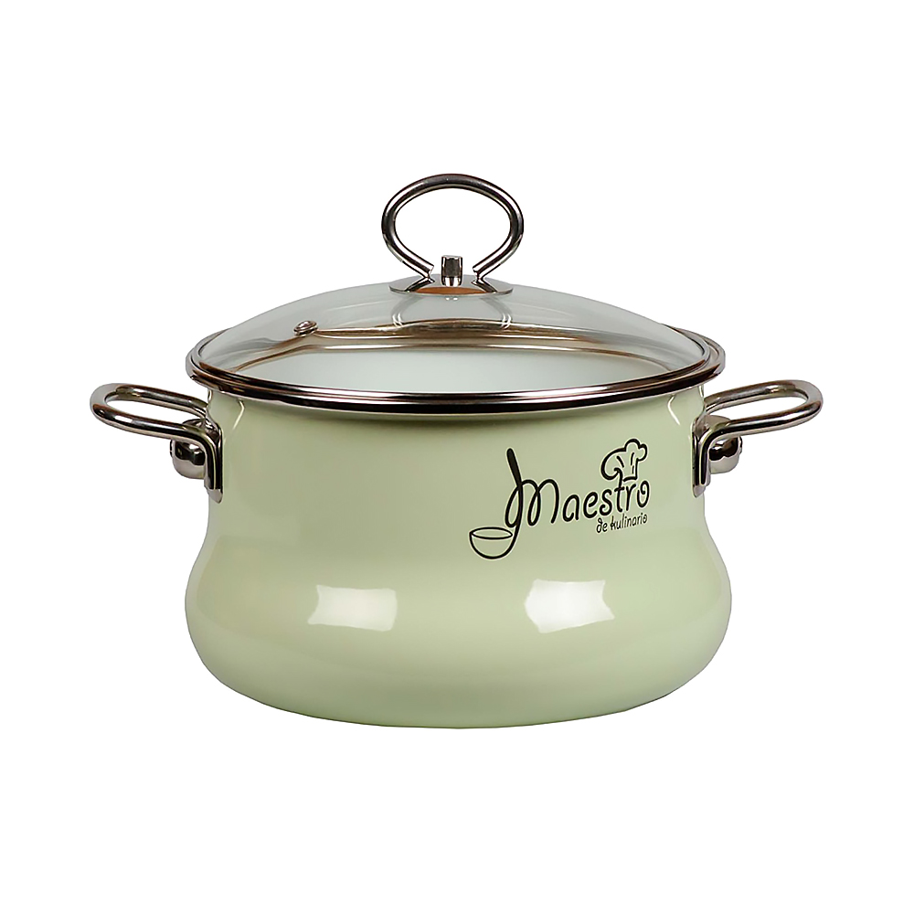 Кастрюля эмалиров. "maestro" салатов. 4 л  стекл. крышка (1/4) "стальэмаль"  8so205s