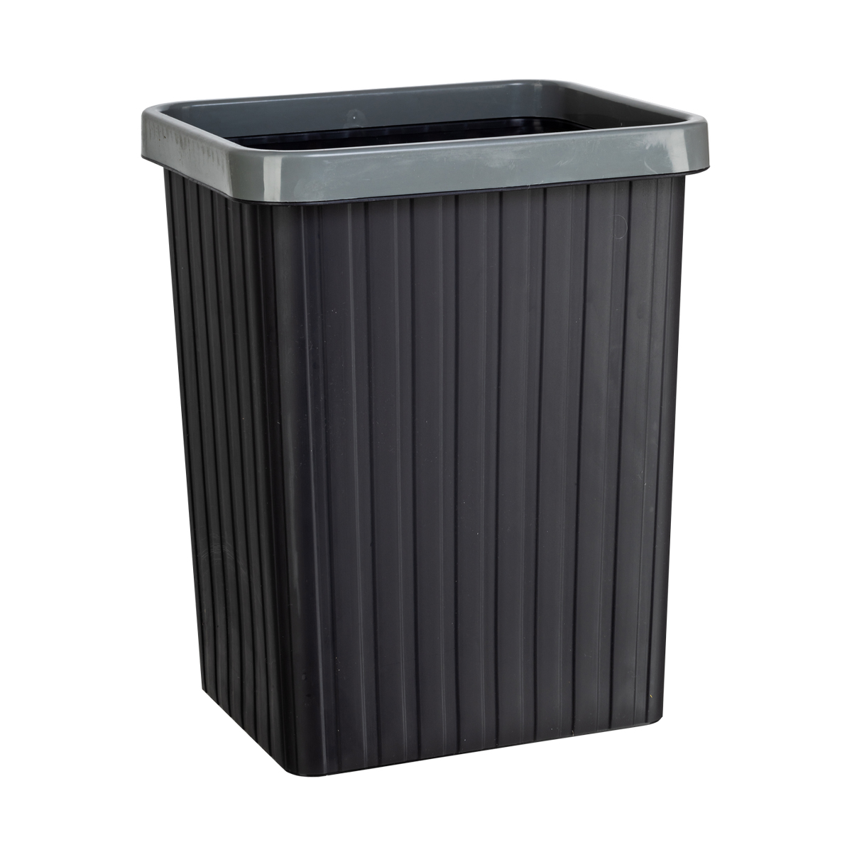 Бак пласт. для мусора 16 л прямоуг. (черный/серый) (1/36) "happi dome" hdb-035-16