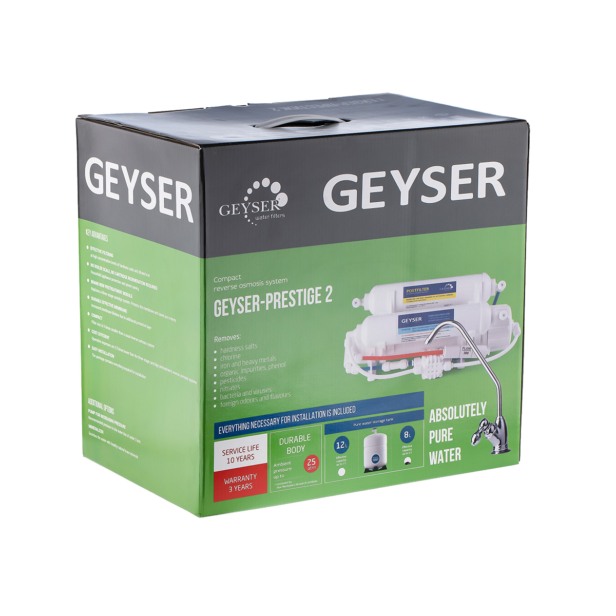 Система очистки воды обратного осмоса "престиж 2" 3 ступени бак 8 л (1) "гейзер"