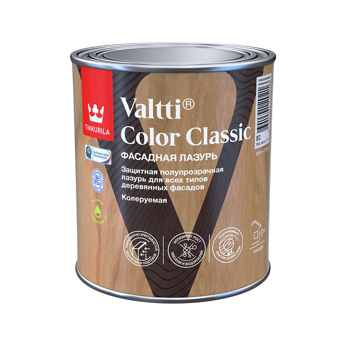 Лазурь фасадная "valtti color classic" ec 0,9 л (1/6) "тиккурила"