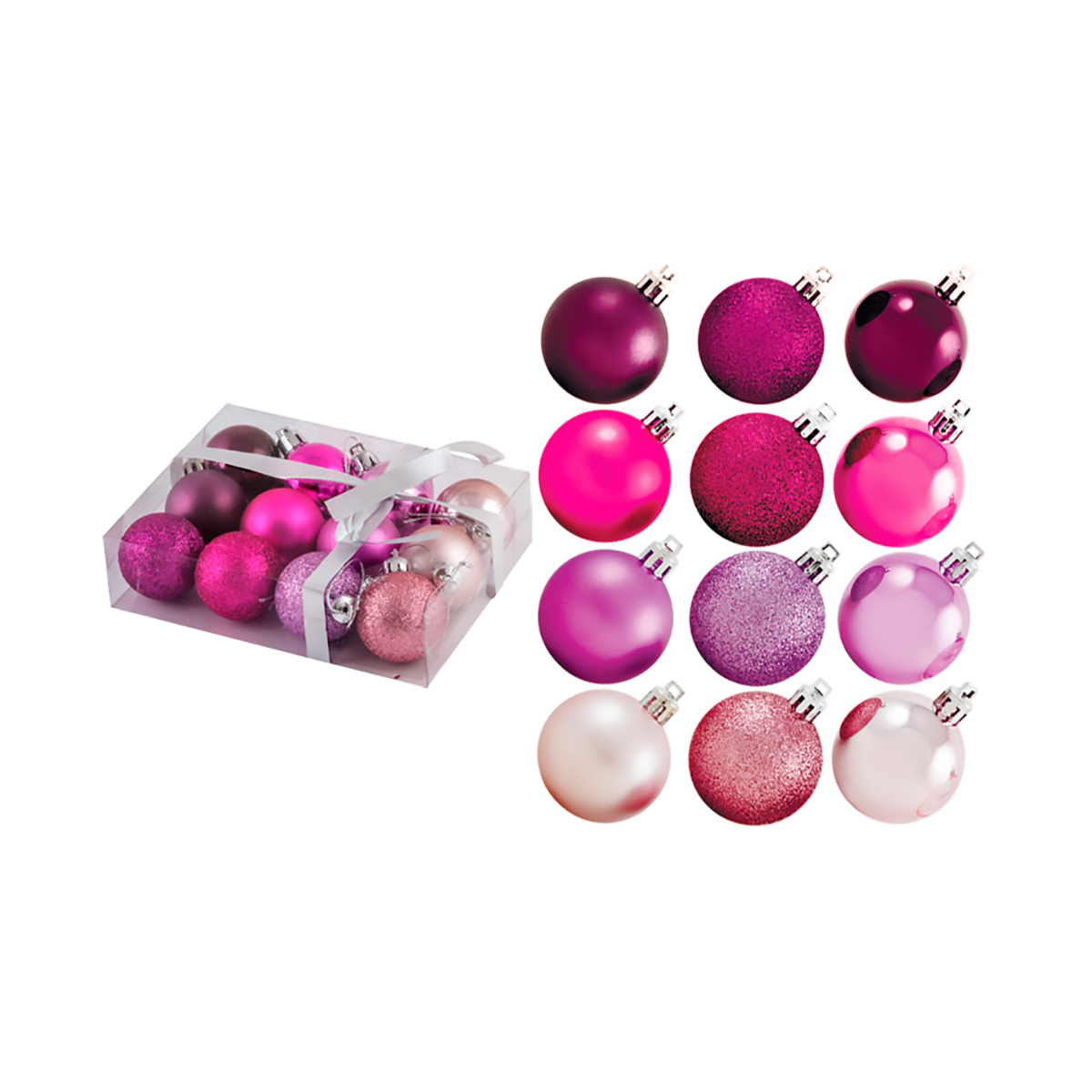 Шары новогодние "фуксия" набор 12 шт. d - 4 см (1/12/24) "волшебная страна"