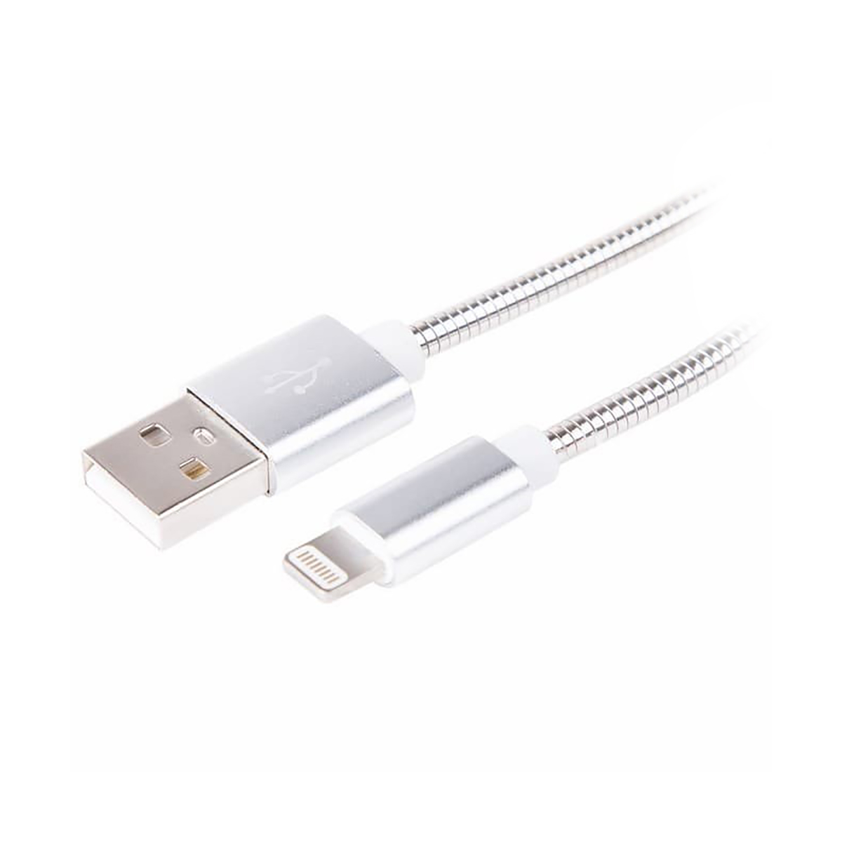 Кабель usb-lightning 1 м в метал. оплетке (iphone) серебристый (1/10/100) "rexant" 18-4247