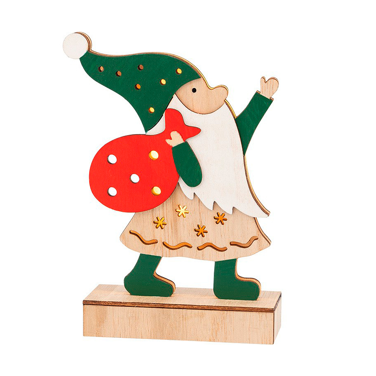 Фигурка светодиод. "дед мороз" 18 см дерев. (1/96) "neon-night" 504-016