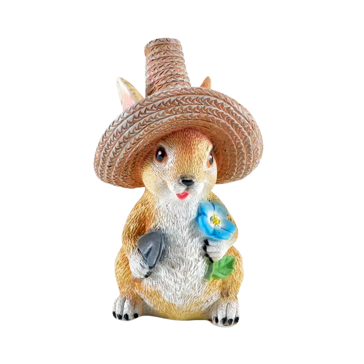 Фигурка садовая "зайка в шляпе с лопаткой и цветком" (1/16) "сказка" jng410
