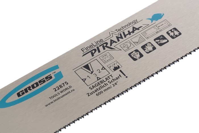 Пильное полотно для прецизионного стусла "Piranha", 600 мм, каленый зуб 3D, 18 TPI Gross (22875)