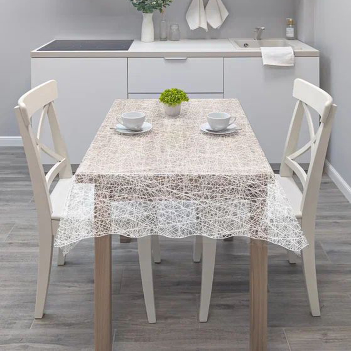 Скатерть пвх "муза" 132*180 см паутинка (1/12) 011-white