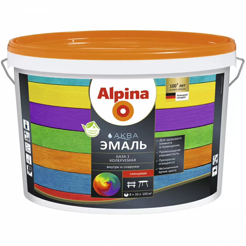 ALPINA AQUA эмаль акриловая глянцевая База 1 (10л)