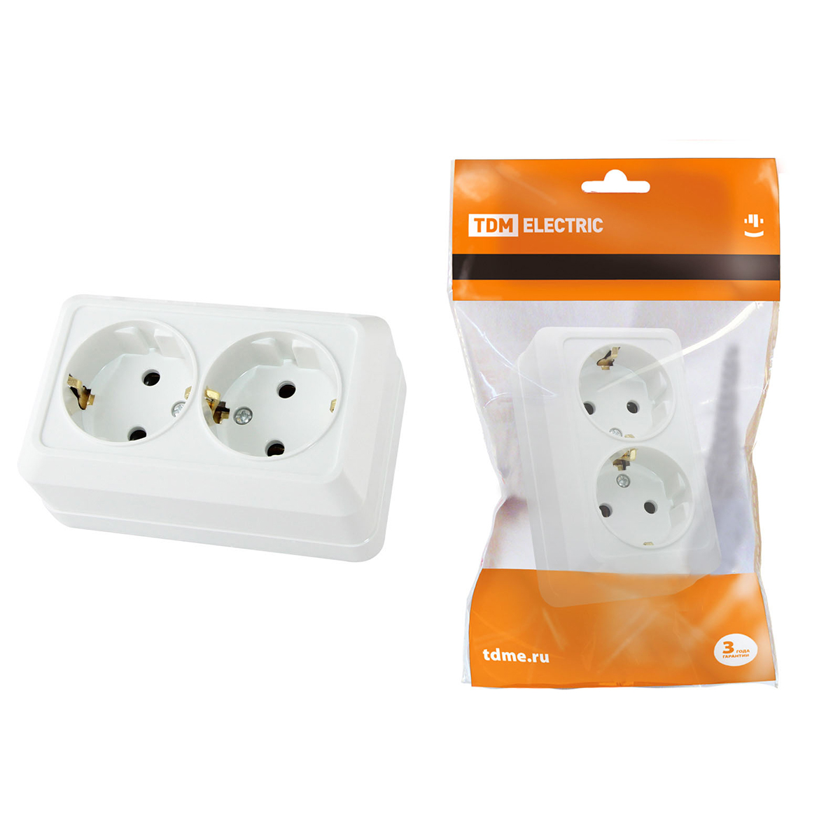 Розетка двойная с заземл. откр. уст. 16а 250в ip20 (керам) "ладога" белая (1/10/200) tdm sq1801-0113