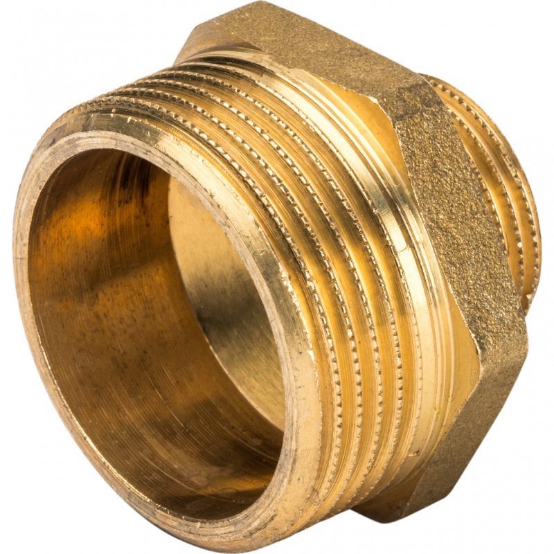 Ниппель переходной резьбовой НР 1"1/4 x 1" латунь STOUT