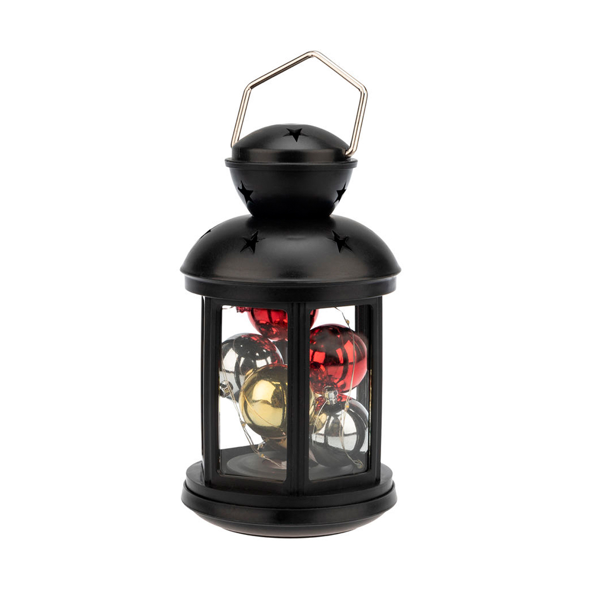 Фонарь декор. с шариками 12*12*20,6 см, черный, теплый белый свет (1/12) "neon-night" 513-061