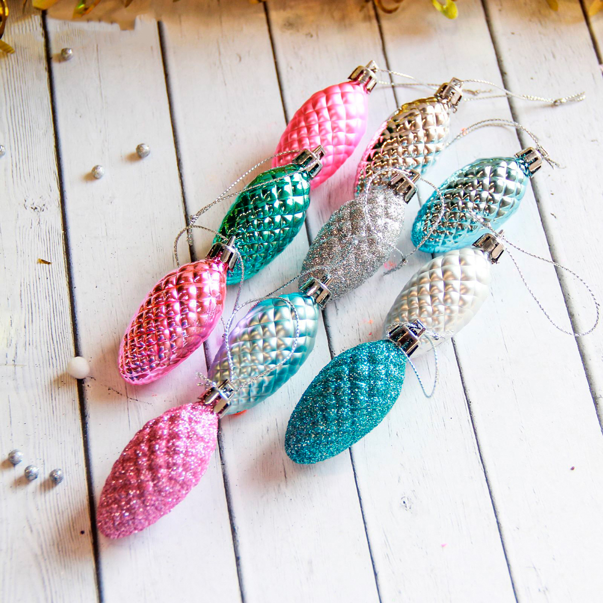 Украшение новогоднее "шишка - морозная нежность" (набор 10 шт.) 5*2,5 см "зимнее волшебство" 2122486