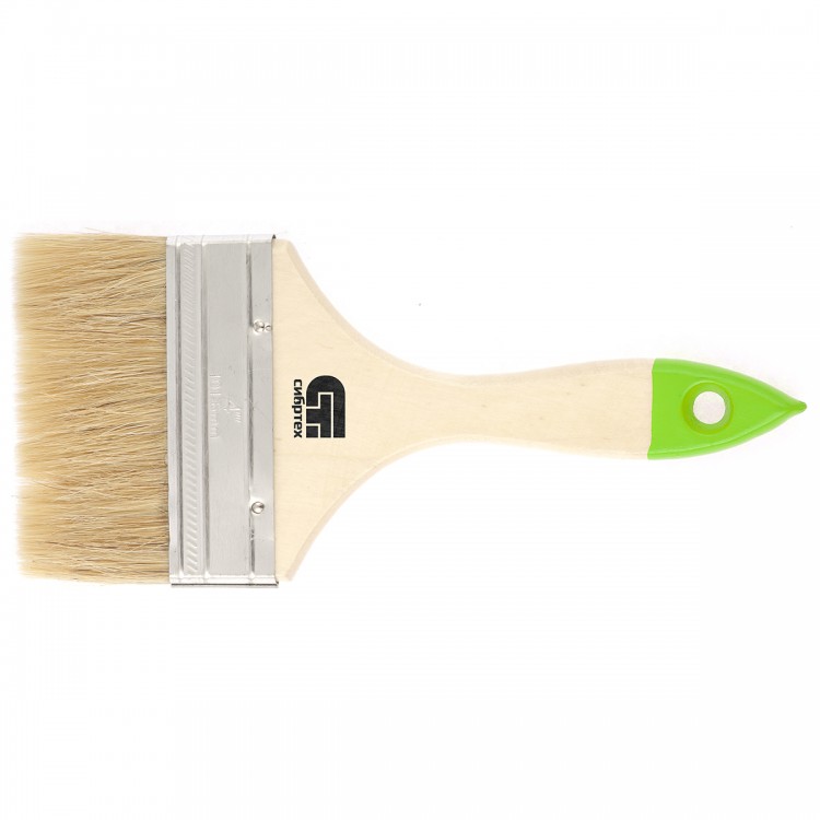 Кисть плоская 100 мм, натуральная щетина, деревянная ручка Сибртех (82266)