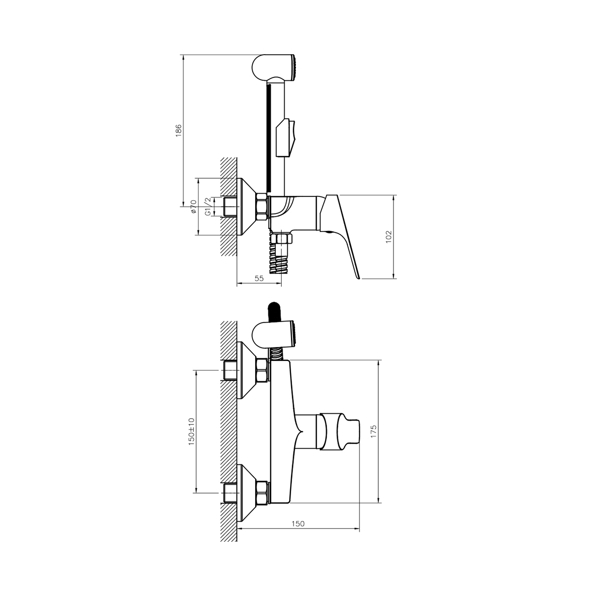 Смеситель с гигиеническим душем  rs29-52 (1/12) "rossinka"