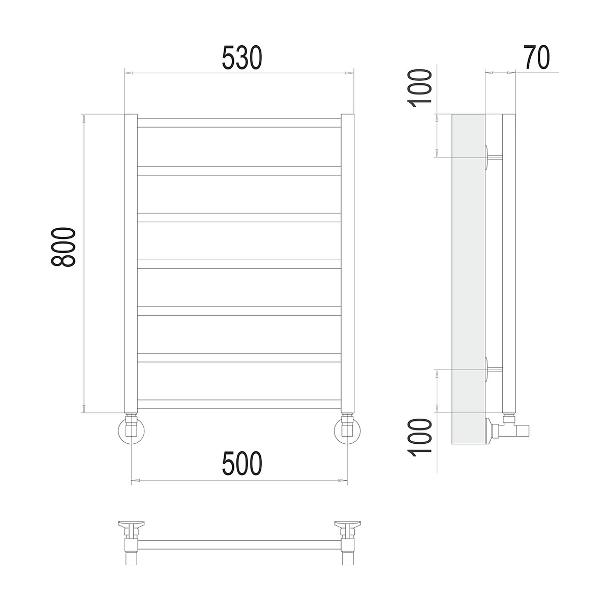 Полотенцесушитель водяной "контур" п7 500*800 (хром) "terminus"