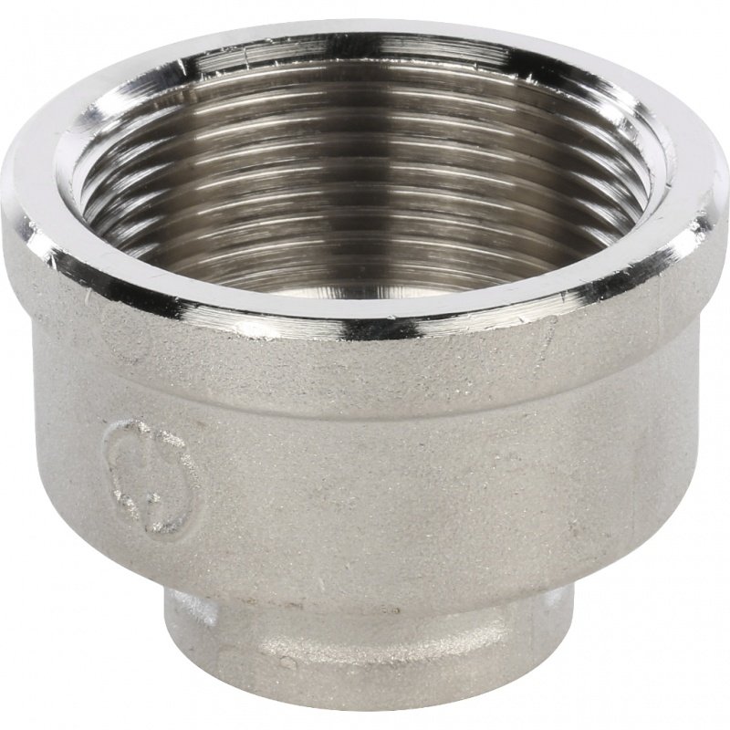 Муфта резьбовая переходная 1"1/2 x 3/4" ВР никель STOUT