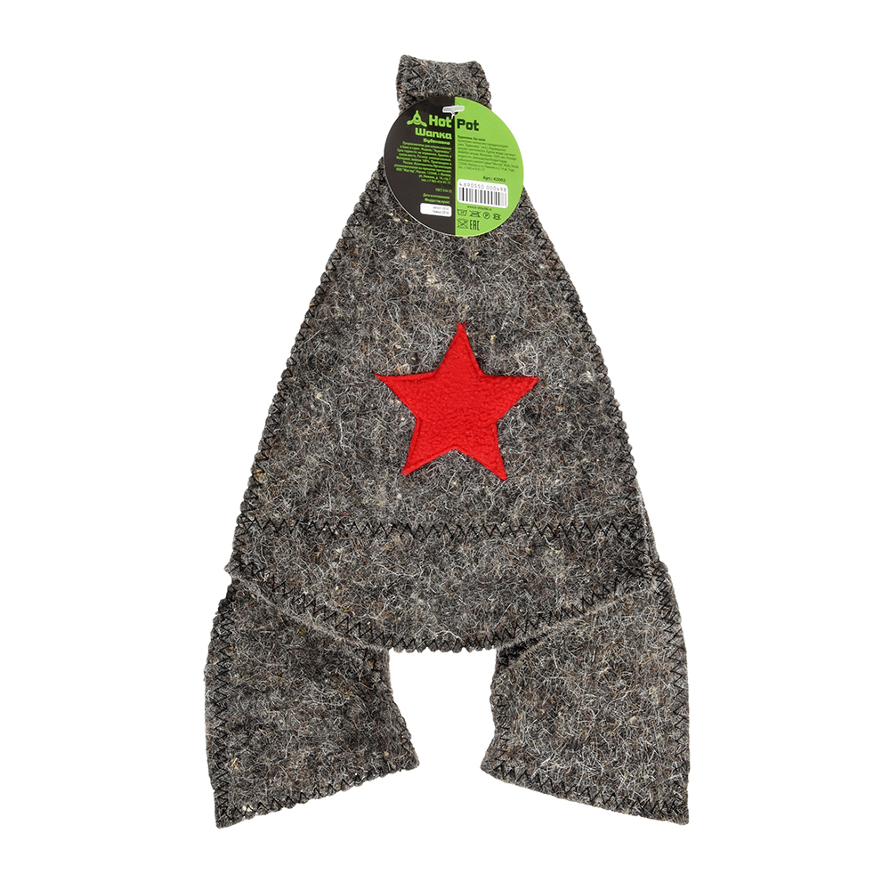 Шапка для бани и сауны "буденовка" (серая) (1/20) "hot pot" 42002