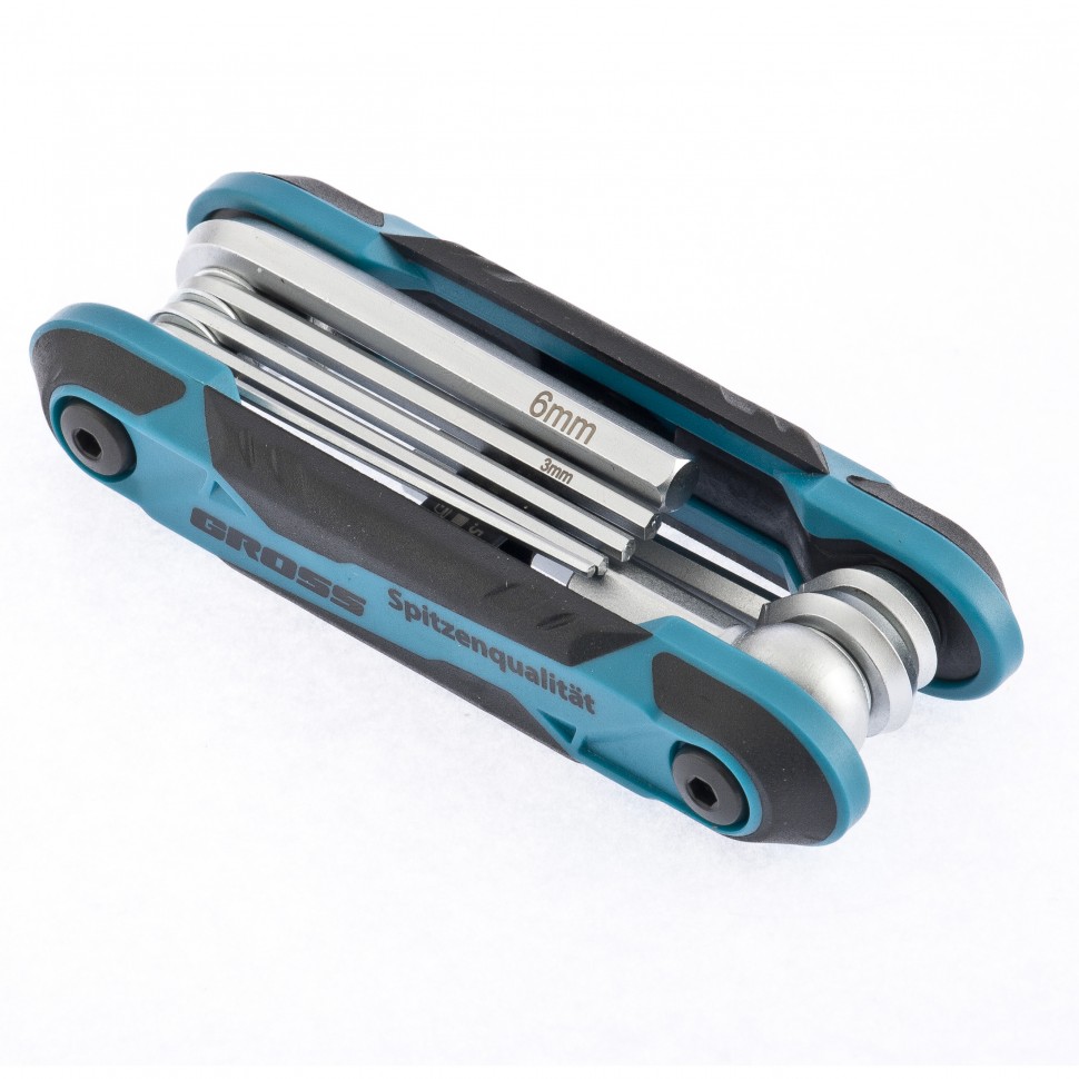 Набор ключей имбусовых HEX, складные, 8 шт CrV Gross (16412)