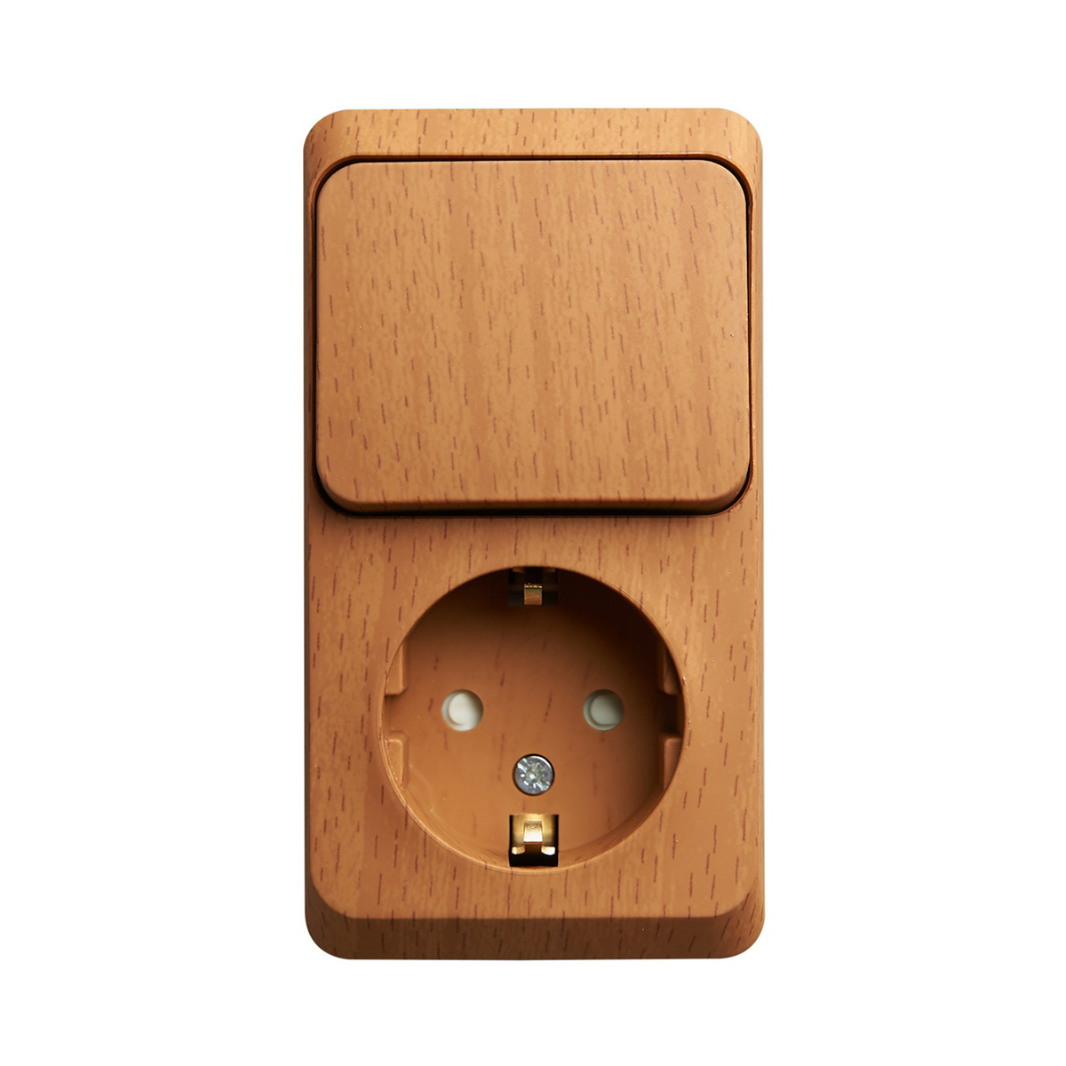 Блок комб. откр. уст. "этюд" 1 кл. выкл. + розетка с заземл. и шторк., бук (1/10/80) "schneider"